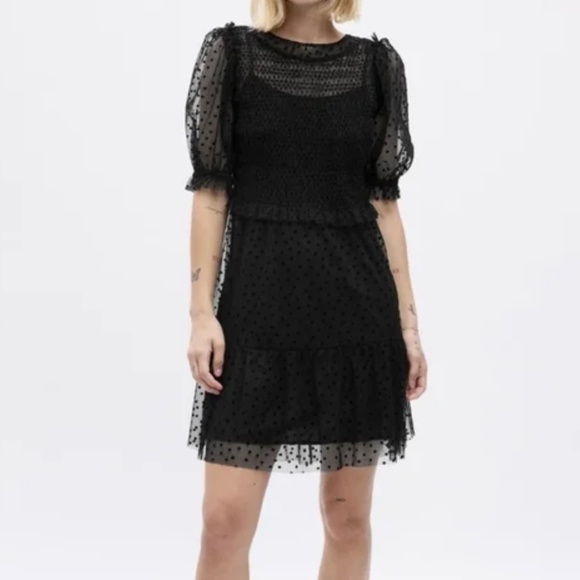 Gap Sheer Black Polka Dot Dress - Picture 1 of 7
